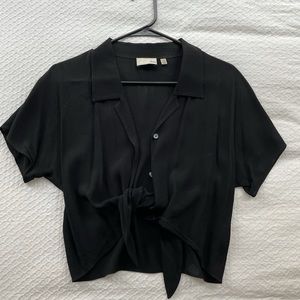 Aritzia black draped tie-front t-shirt